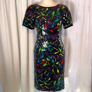Vintage 1980’s Lillie Rubin sequin multicolored midi dress